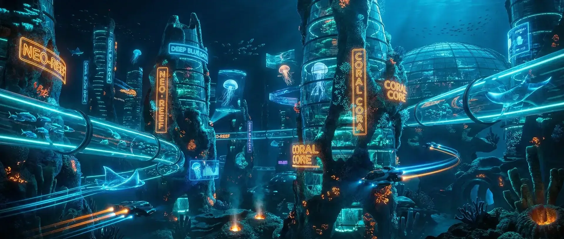 WilliamHill威廉 - 海底珊瑚赛博都市夜景全景